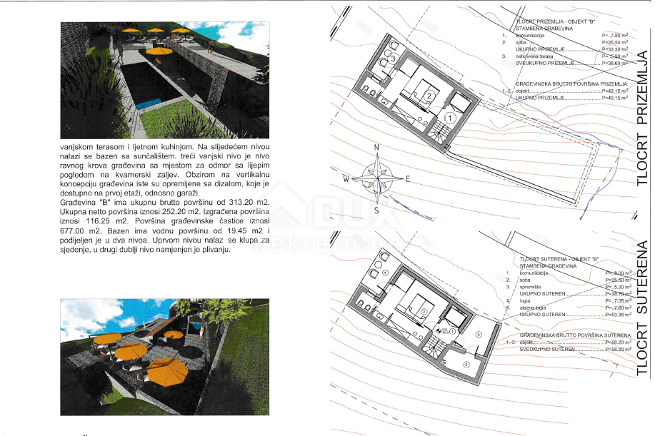 OPATIJA, LOVRAN, LIGANJ - terreno di 1250m2 con vista mare per un edificio residenziale - appartamenti / appartamenti / casa familiare / villa / case in affitto con piscina / casa vacanze con piscina