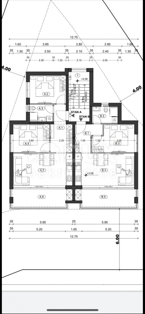 OPATIJA, OPRIĆ - terreno con vista mare e progetto per 3 appartamenti