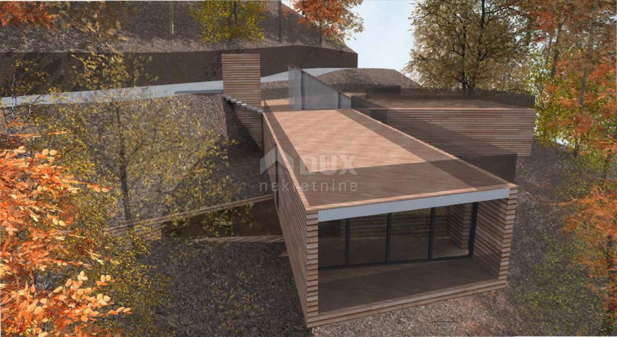 GORSKI KOTAR, FUŽINE - progetto unico nel cuore del Gorski kotar, terreno edificabile di 1197 m2 con progetto per una villa, opportunità di investimento!