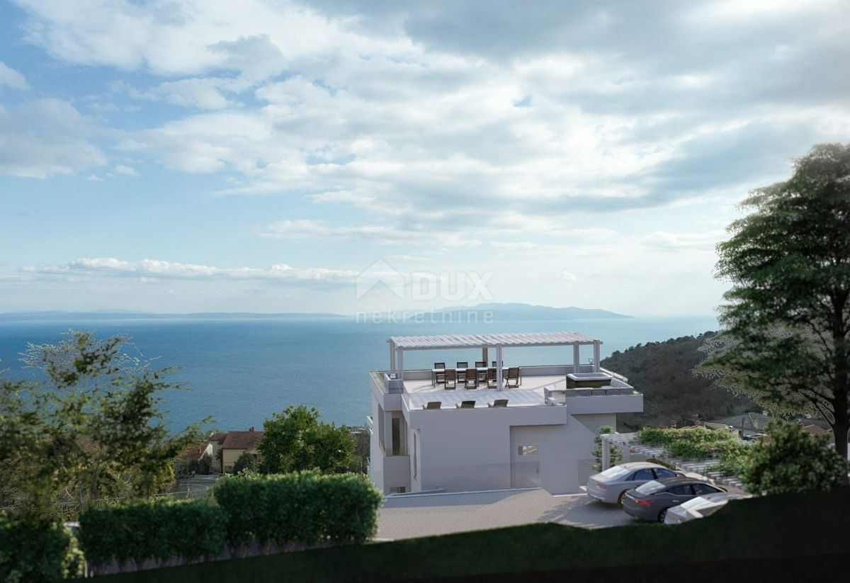 OPATIJA, BREGI - appartamento al piano terra 70m2 con vista panoramica sul mare e piscina + giardino 150m2