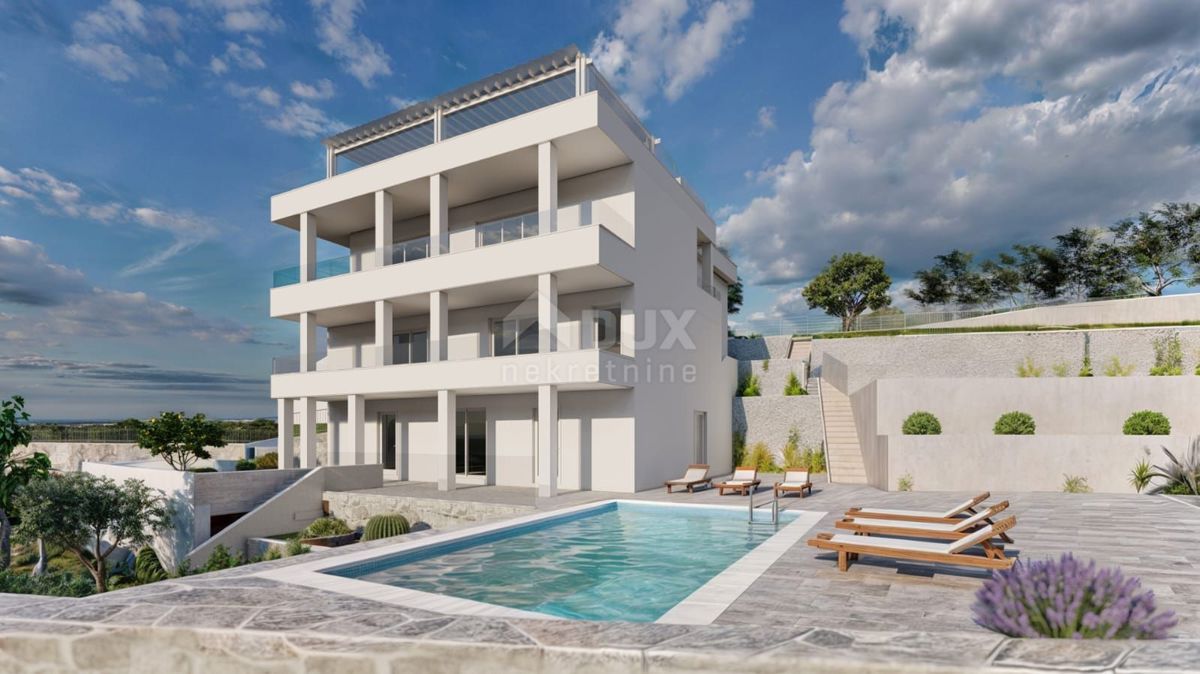 OPATIJA, BREGI - appartamento al piano terra 70m2 con vista panoramica sul mare e piscina + giardino 150m2