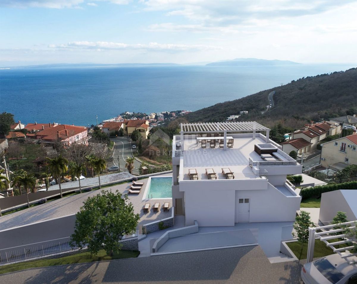 OPATIJA, BREGI - appartamento al piano terra 70m2 con vista panoramica sul mare e piscina + giardino 150m2