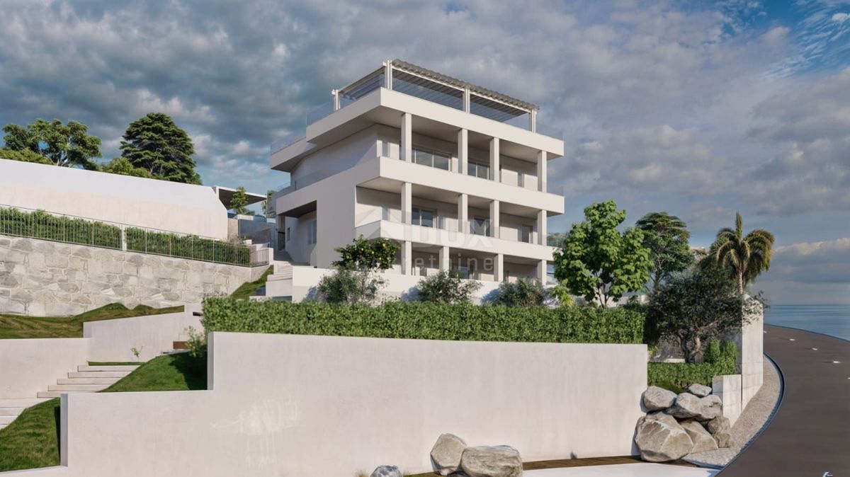 OPATIJA, BREGI - appartamento al piano terra 70m2 con vista panoramica sul mare e piscina + giardino 150m2