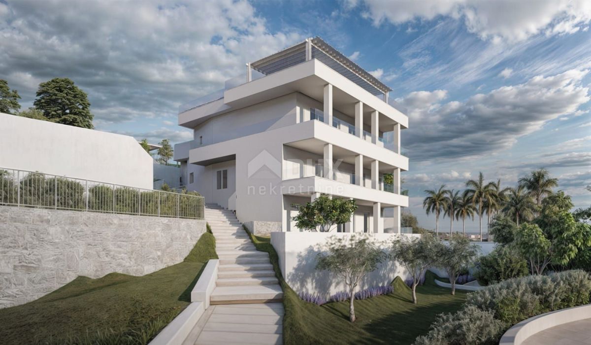 OPATIJA, BREGI - appartamento al piano terra 70m2 con vista panoramica sul mare e piscina + giardino 150m2