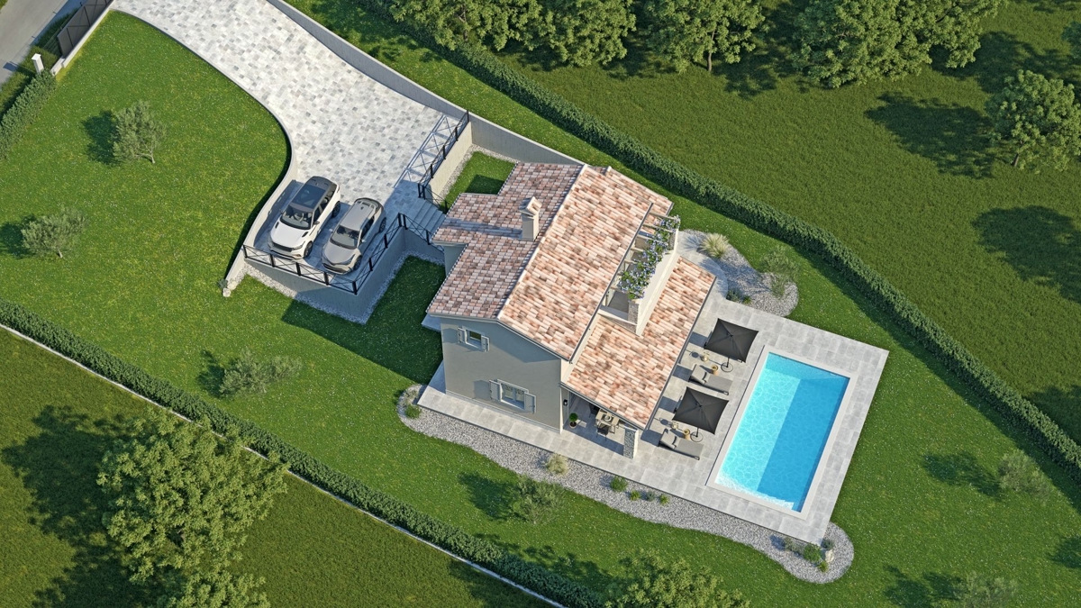 ISTRIA, LABIN - Casa con piscina e vista panoramica