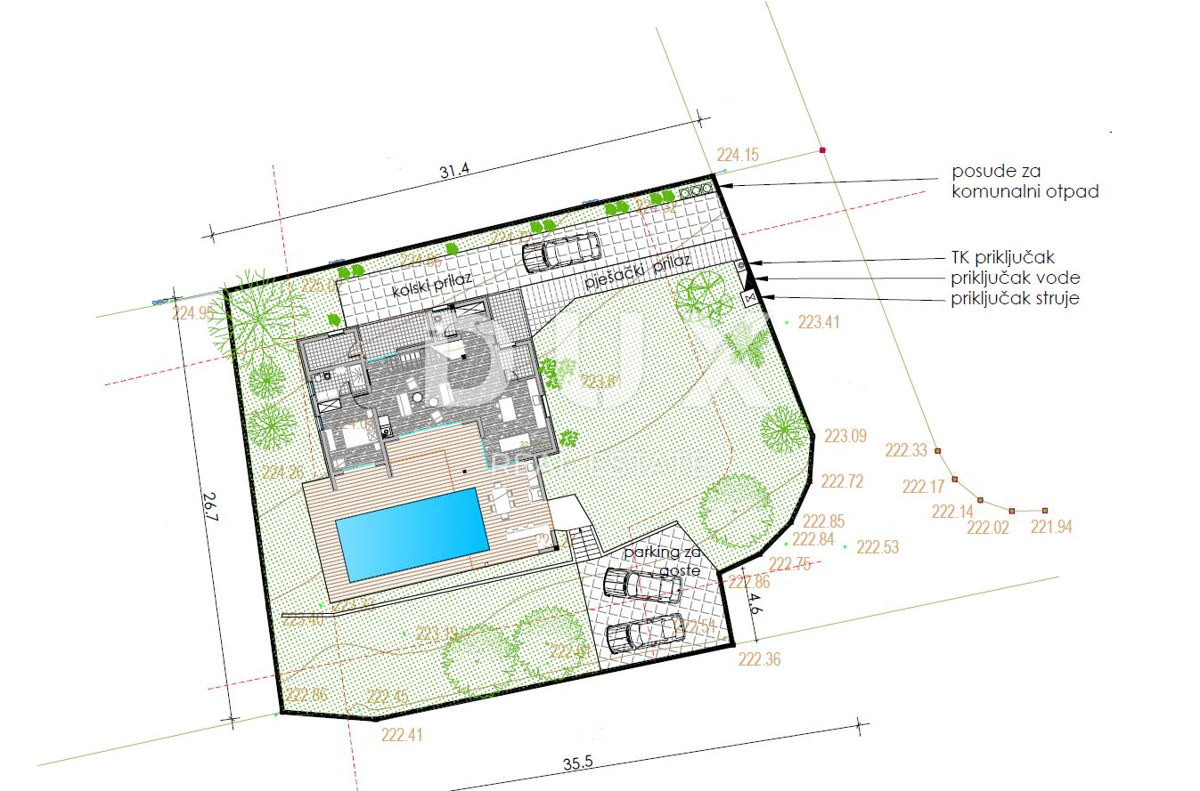 ISTRIA, KAŠTELIR - Terreno edificabile con progettazione concettuale e vista mare