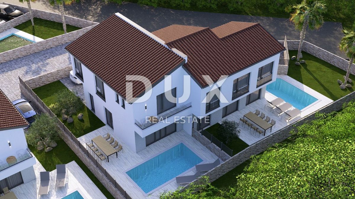 ISOLA DI KRK, MALINSKA - Posizione attraente! Casa bifamiliare con piscina