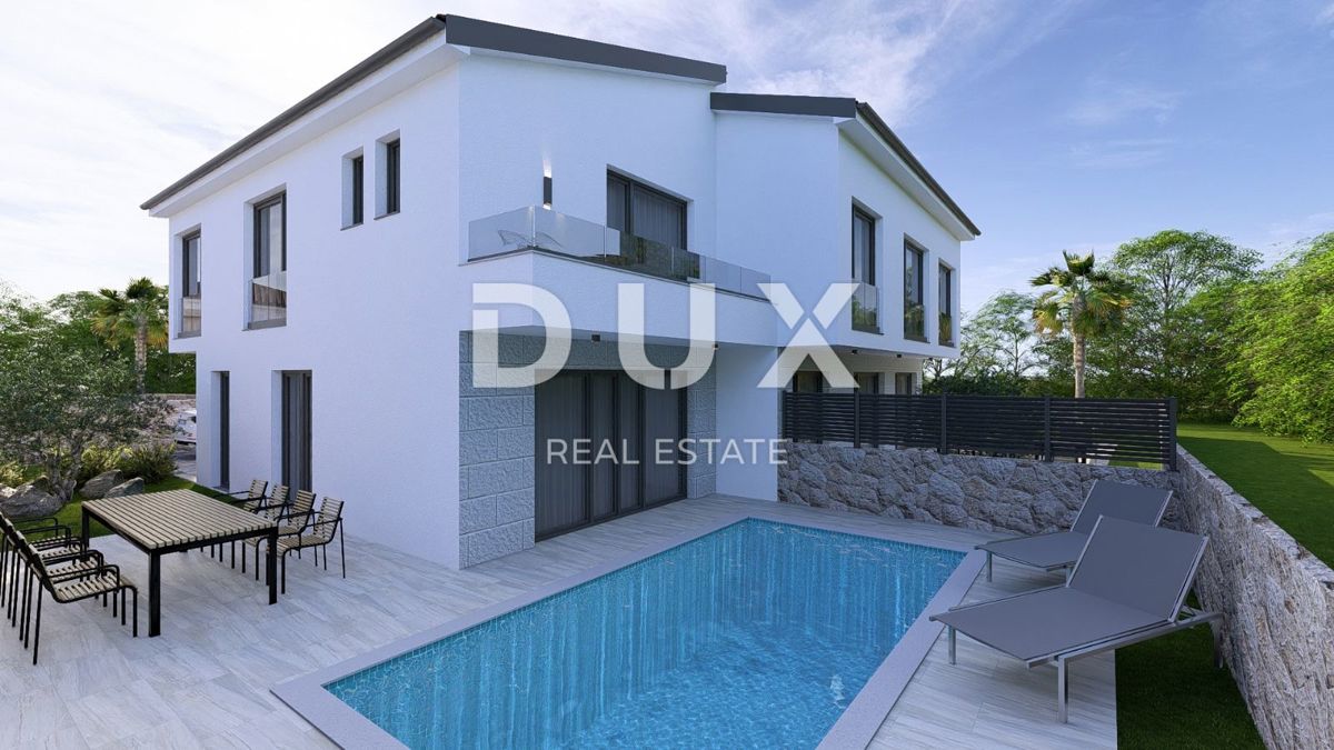 ISOLA DI KRK, MALINSKA - Posizione attraente! Casa bifamiliare con piscina