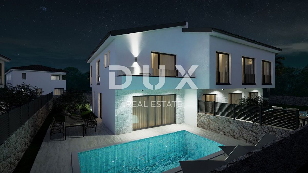 ISOLA DI KRK, MALINSKA - Posizione attraente! Casa bifamiliare con piscina