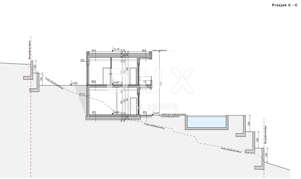 ABBAZIA, DRAGA DI MOSCHINO - terreno edificabile 1920m2 CON 2 PERMESSI DI COSTRUZIONE!! per 2 ville con piscina e vista mare