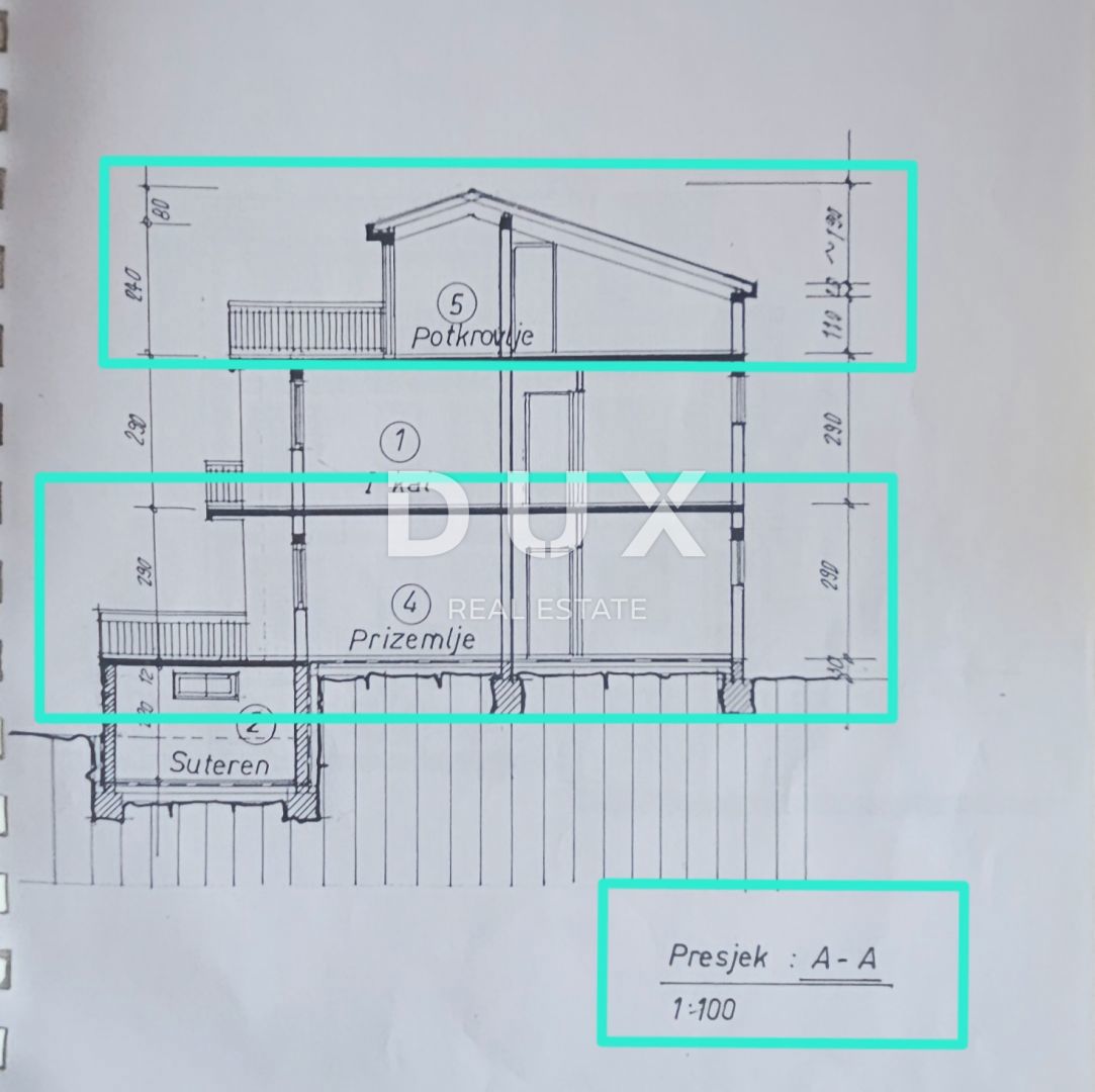 OPATIJA, IKA - 2 appartamenti 143m2 (80m2 + 63m2) piano terra e 2° piano con vista mare + superficie 250m2