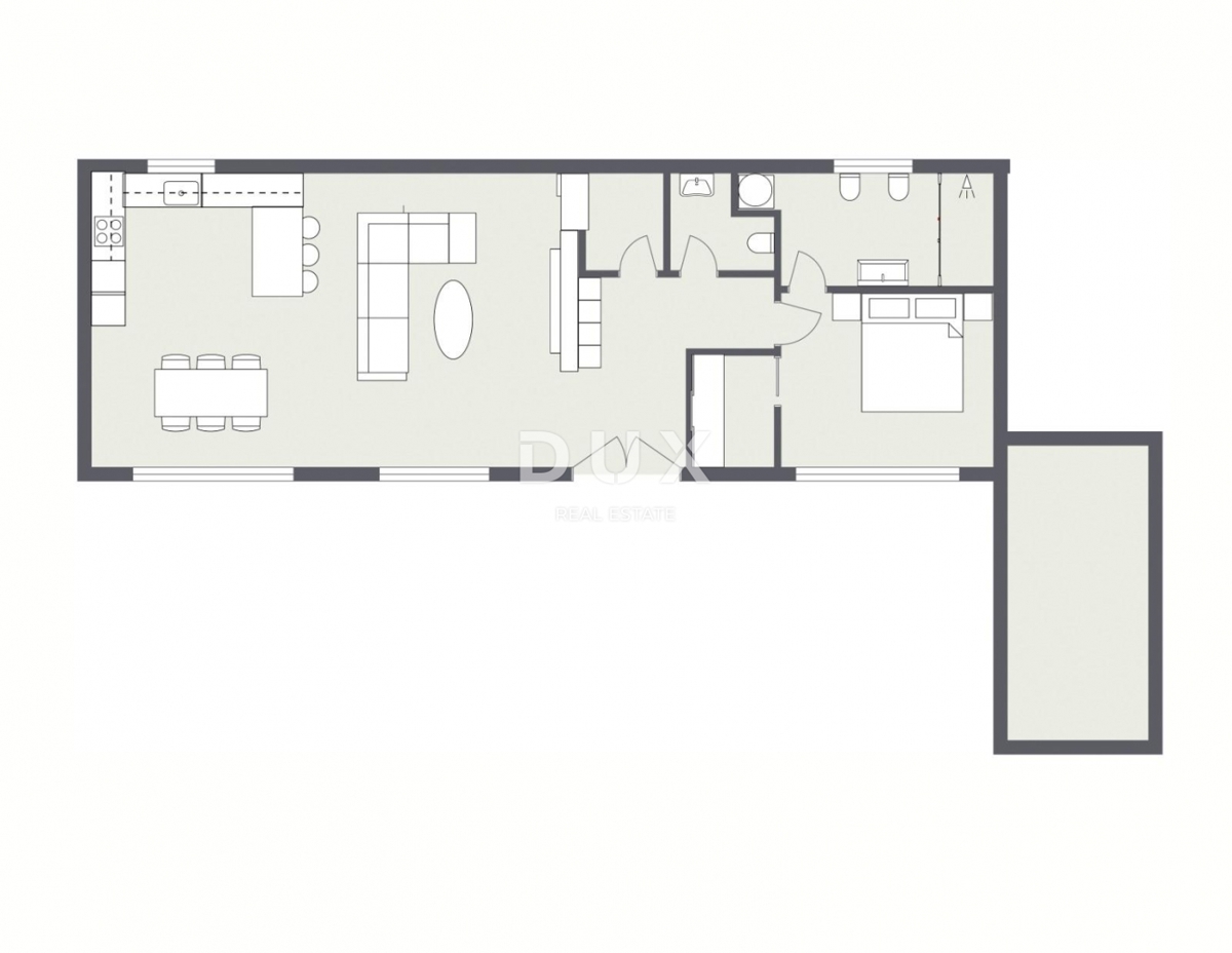 ISTRIA, PREMANTURA – Attico 1BR+LR con ingresso privato e spaziosa terrazza con vista sul mare, vicino alle spiagge e a Kamenjak