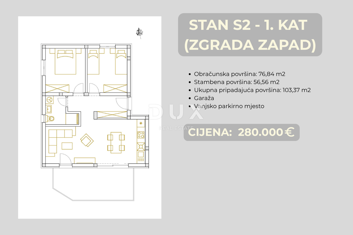 ŠIBENIK, BRODARICA – Appartamento in un nuovo edificio con garage, a 270 m dal mare