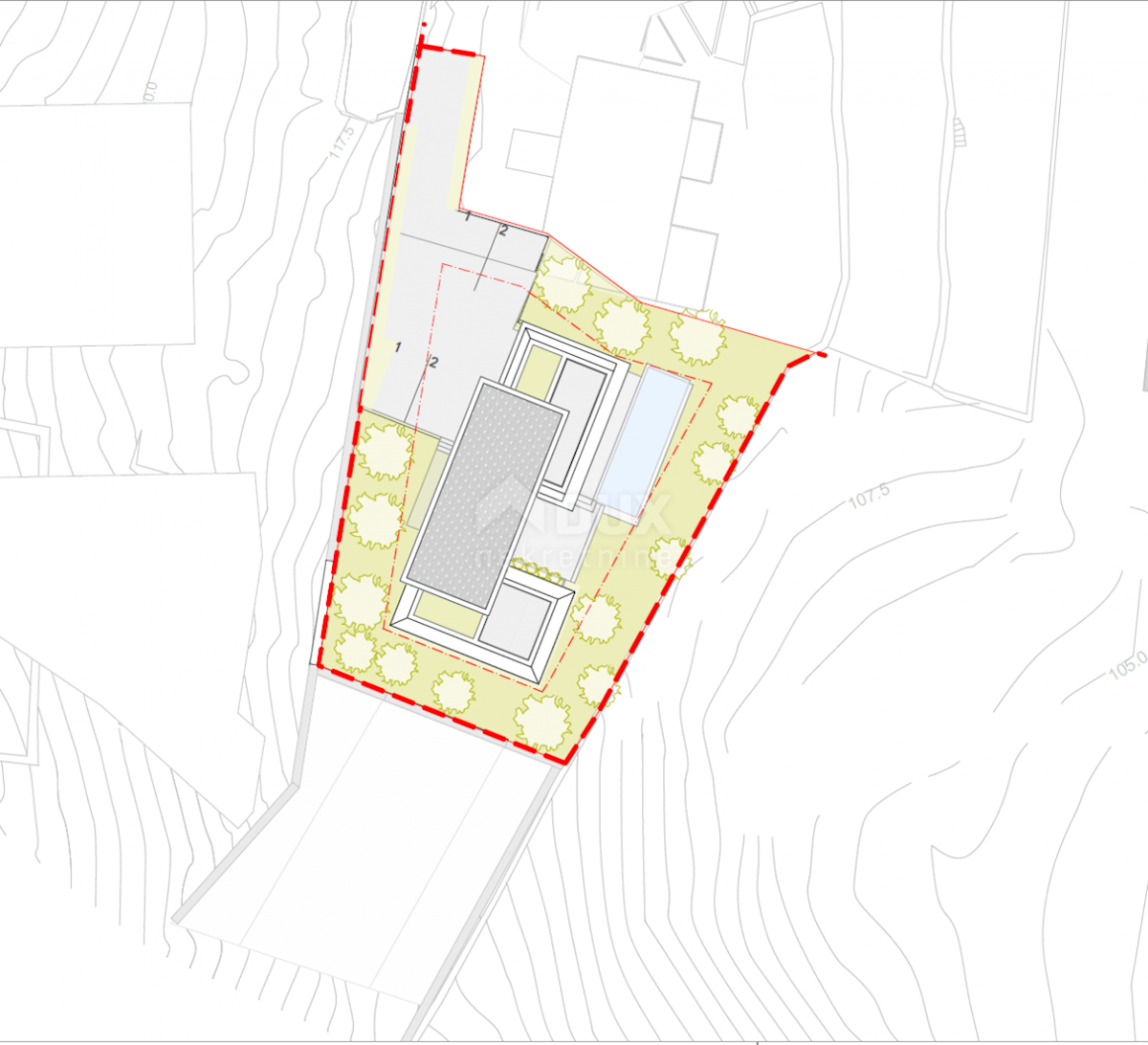 OPATIJA, CENTRO - terreno 921m2, nel centro di Opatija con permesso di costruzione per una villa con piscina, vista panoramica sul mare