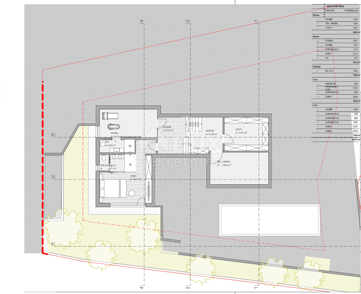 OPATIJA, CENTRO - terreno 921m2, nel centro di Opatija con permesso di costruzione per una villa con piscina, vista panoramica sul mare