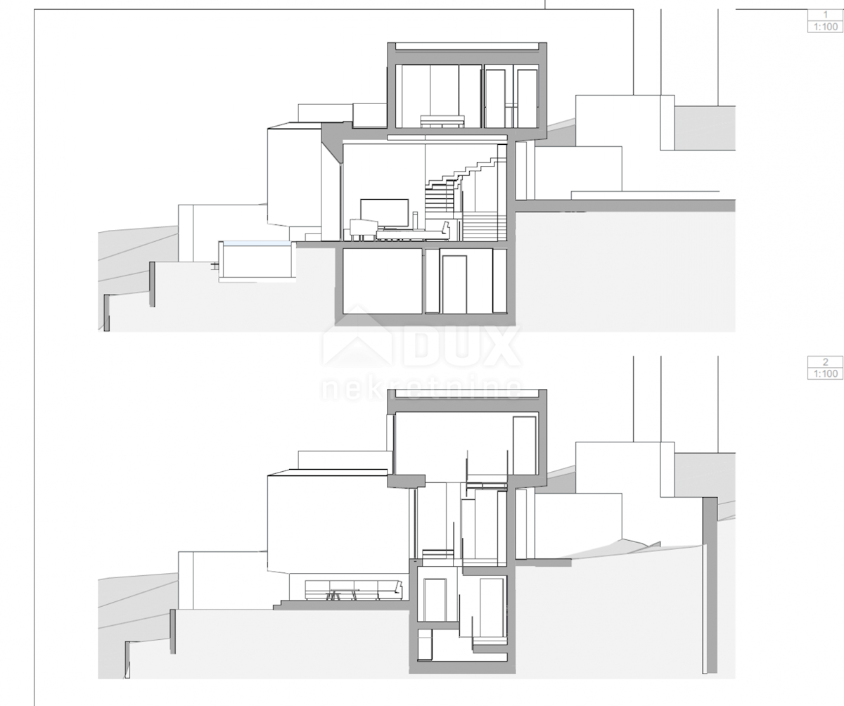 OPATIJA, CENTRO - terreno 921m2, nel centro di Opatija con permesso di costruzione per una villa con piscina, vista panoramica sul mare