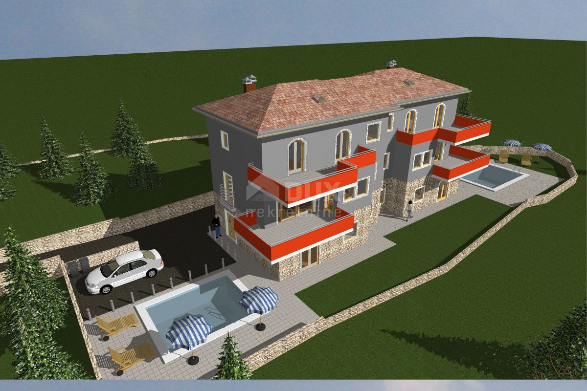 OPATIJA, IČIĆI, POLJANE - terreno edificabile 620m2 CON PERMESSO DI EDILIZIA e vista mare