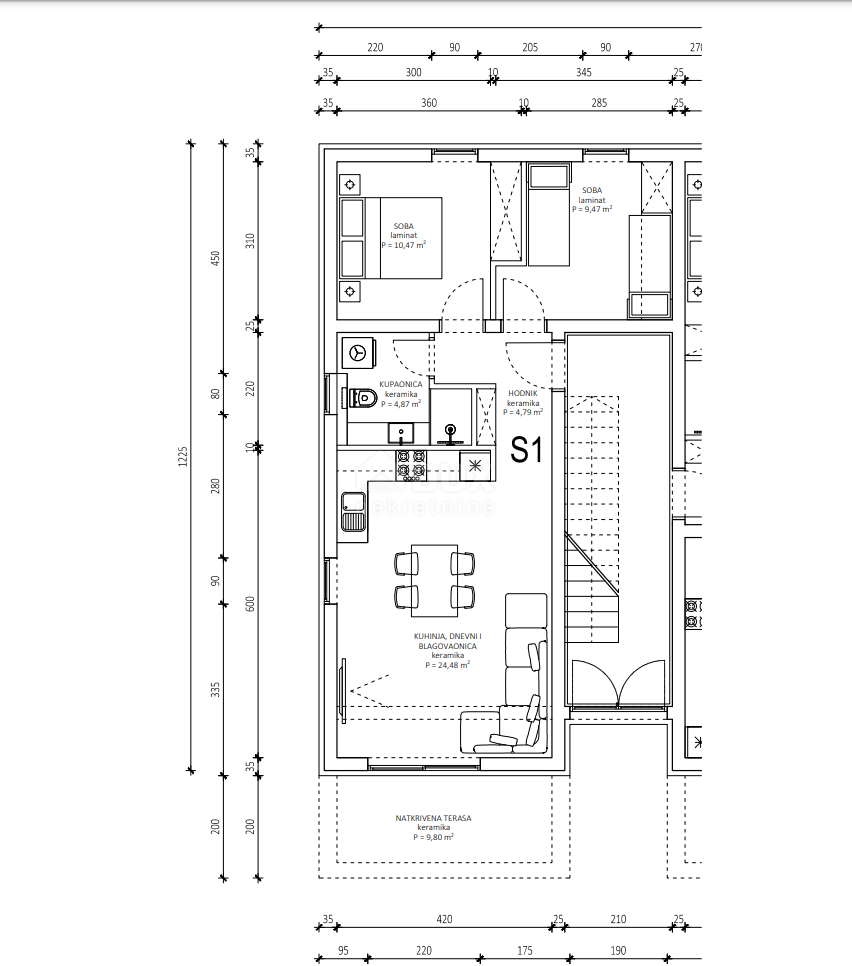 Appartamento Maslenica, Jasenice, 79,33m2