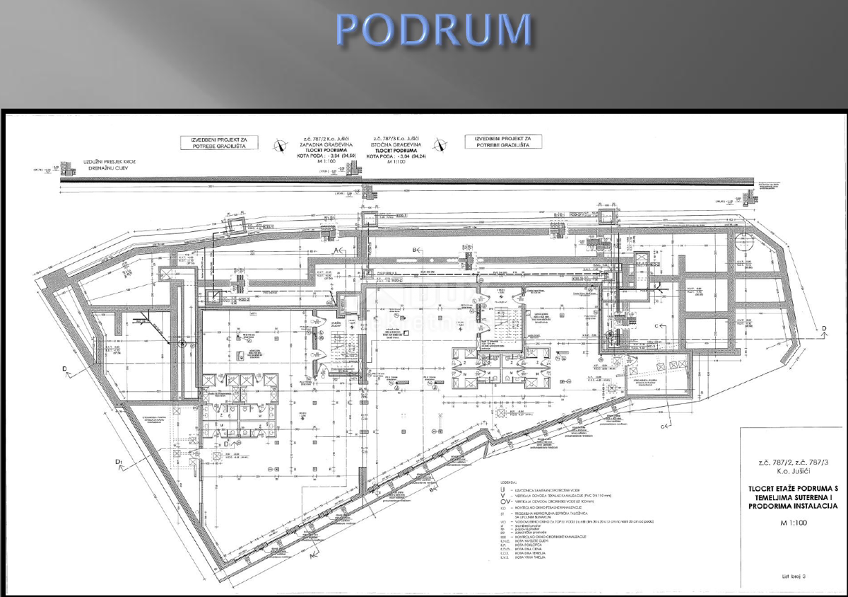 OPATIJA, JUŠIĆI - terreno 1330m2 con iniziata la costruzione di un edificio di 1250m2 con vista mare 