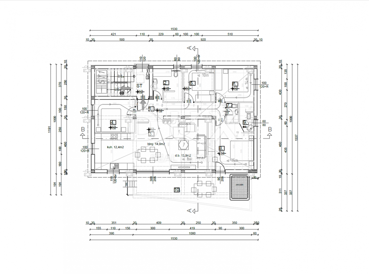 KASTAV, CENTRO - terreno edificabile 805m2 CON PERMESSO DI COSTRUZIONE!!! con vista mare per edilizia residenziale - appartamenti/appartamenti/villa familiare o villa in affitto - vacanza con piscina