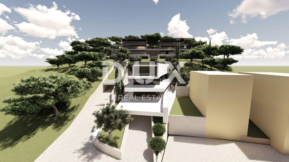 OPATIJA, CENTRO - terreno con progetto per 3 appartamenti di lusso con piscina, vista panoramica sul mare