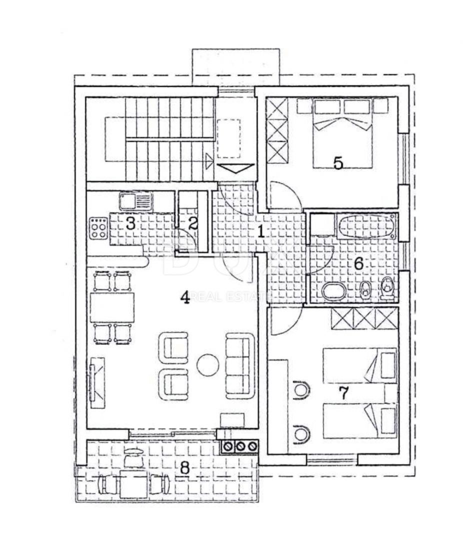 MATULJI, JURDANI, PERMANI - appartamento 68m2 + galleria 31m2, 2° piano 3 camere da letto + soggiorno 