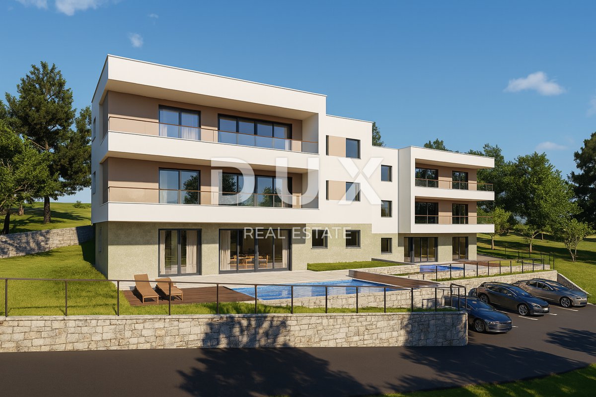 OPATIJA, IKA - appartamento in un nuovo edificio con terrazza e vista panoramica sul mare, a 260 metri dalla spiaggia