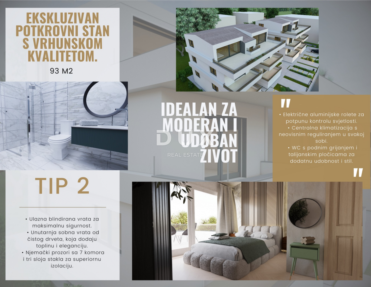 ISOLA DI PAG, PAG - ATTICO esclusivo in NUOVA COSTRUZIONE + terrazza con vista mare! OCCASIONE!