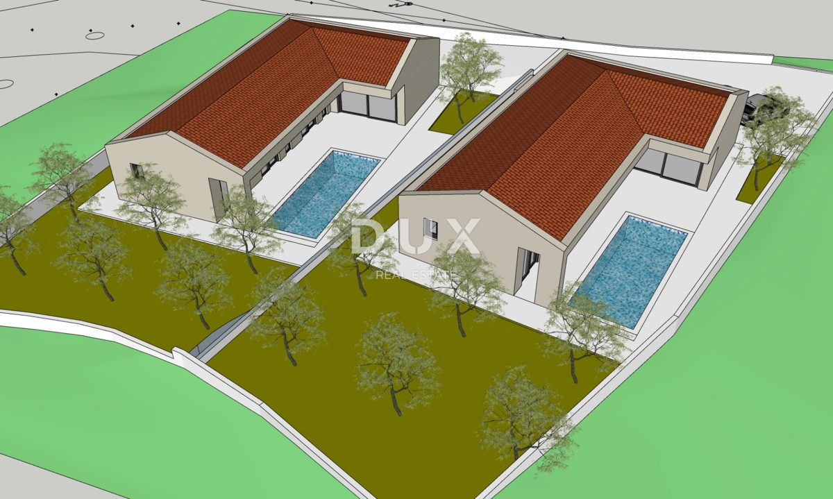 ISTRIA, MARČANA - Progetto premium di due case a un piano con piscina e terreno agricolo