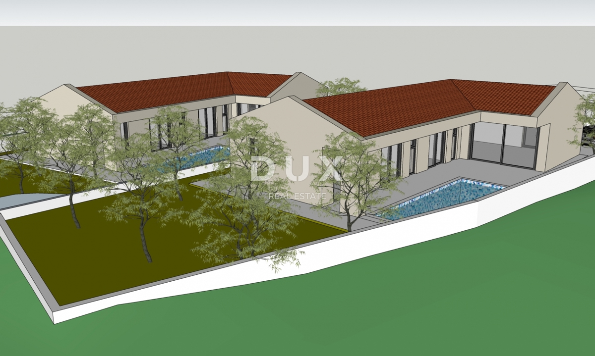 ISTRIA, MARČANA - Progetto premium di due case a un piano con piscina e terreno agricolo