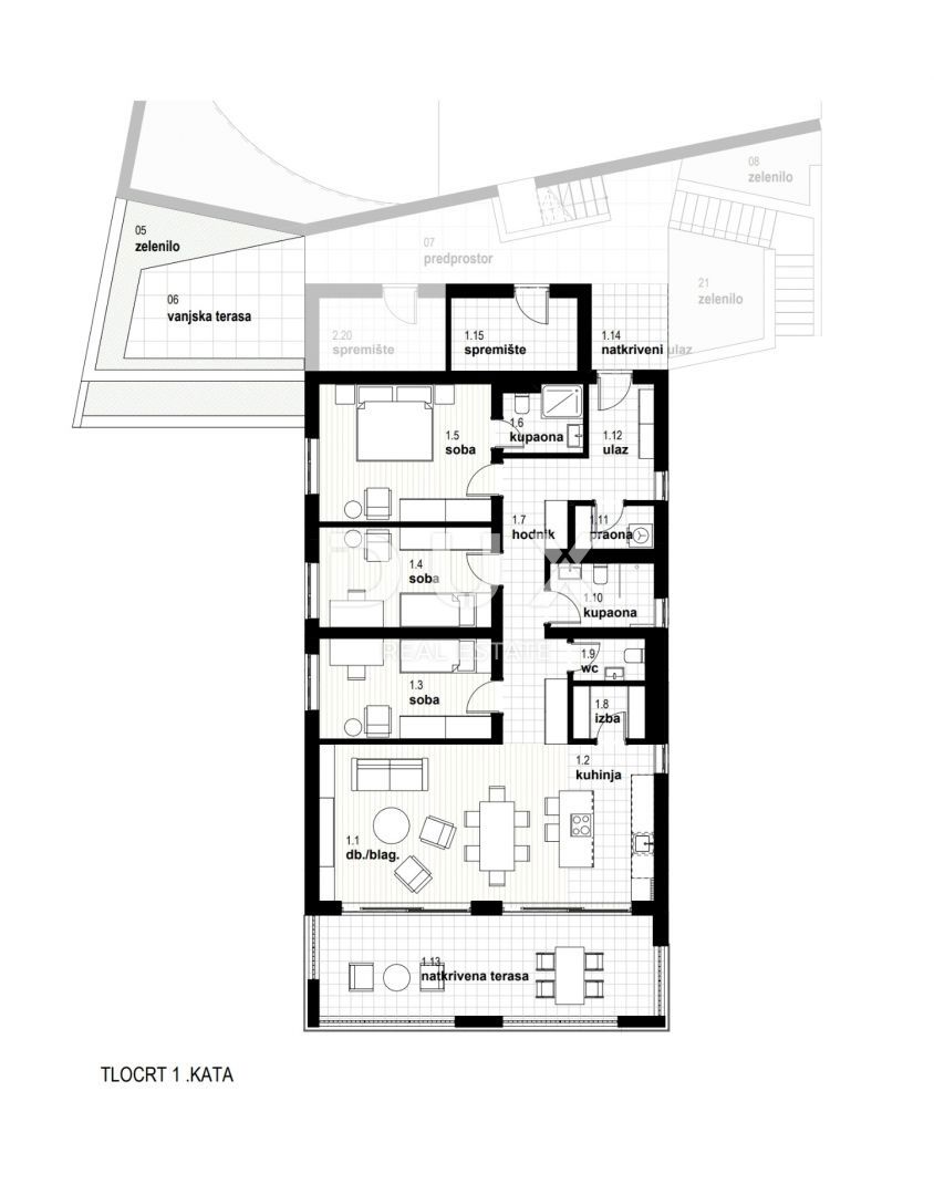 RIJEKA, KOSTRENA - appartamento esclusivo 141,72m2 nuova costruzione con splendida vista mare + giardino 59,94m2 - S1-A