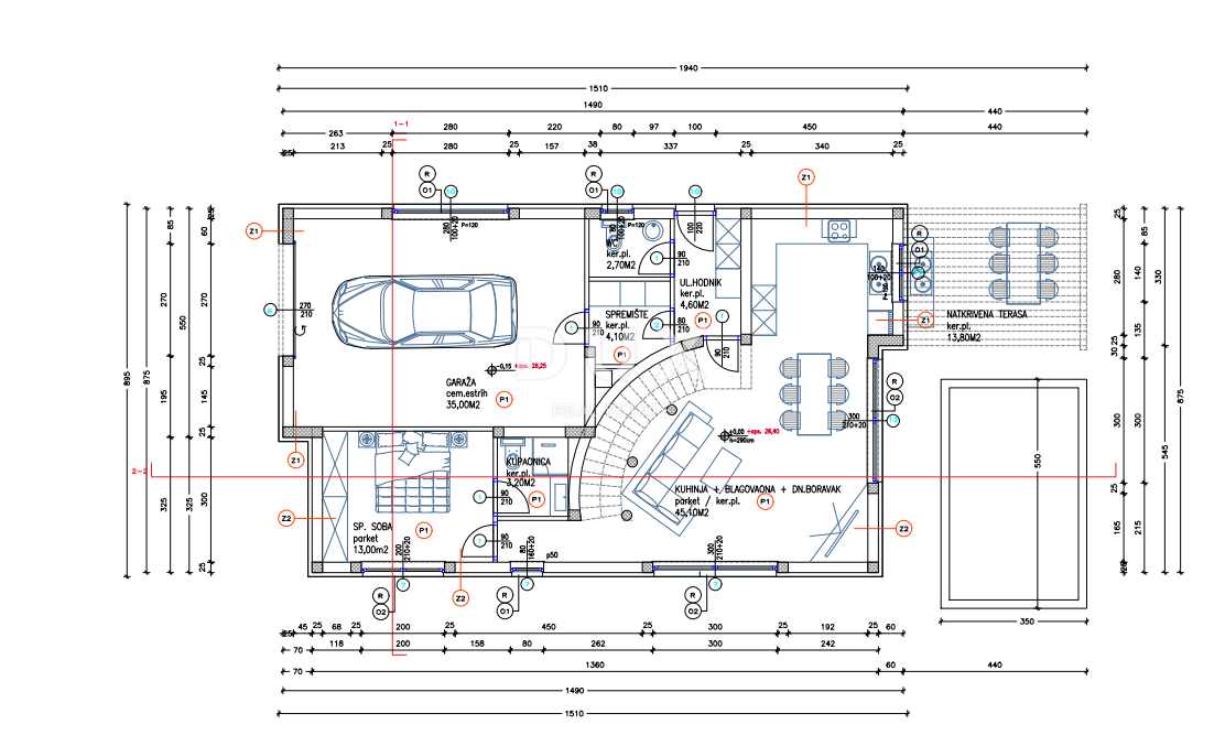 ŠIBENIK, VODICE – Villa moderna indipendente con piscina in costruzione