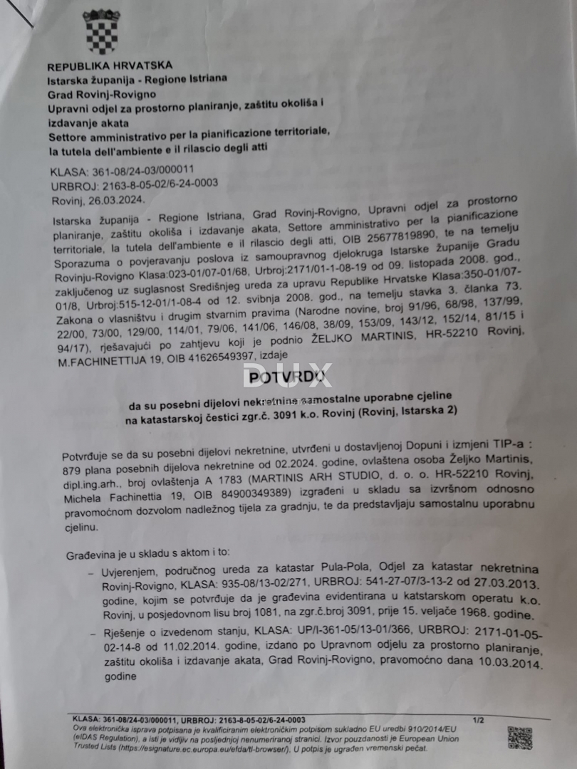 ISTRIA, ROVIGNO - Appartamento con carattere storico a 300 m dal mare