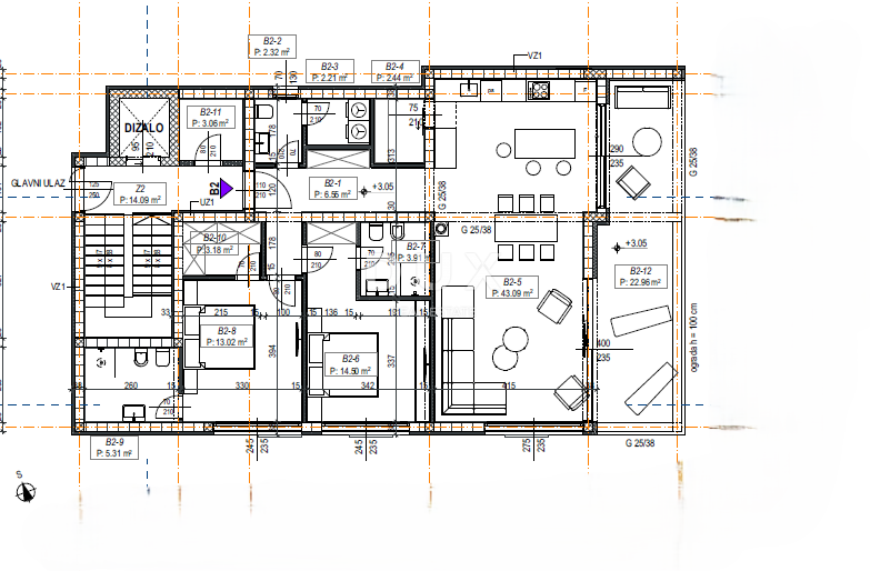ABBAZIA, LOVRAN - appartamento B2 in un lussuoso edificio nuovo con balcone, ascensore, parcheggio