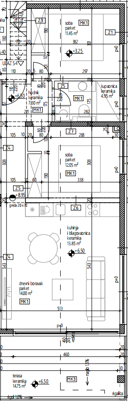 DALMATIA, PISAK – Appartamenti con due camere da letto e terrazza sul tetto