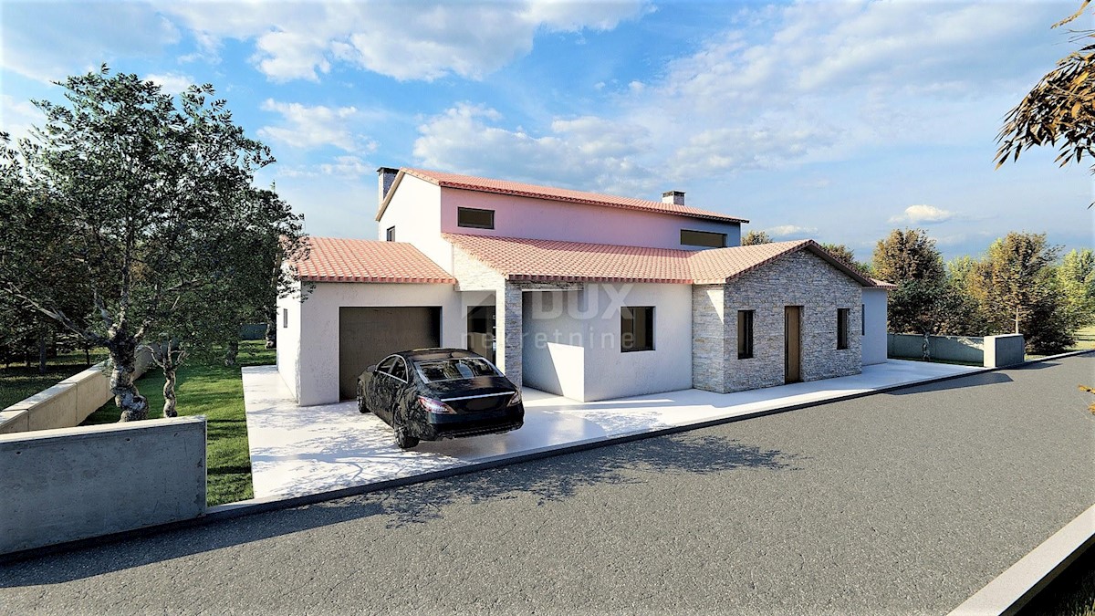 ISTRIA, KAŠTELIR - Progetto di una bella villa in pietra con vista mare