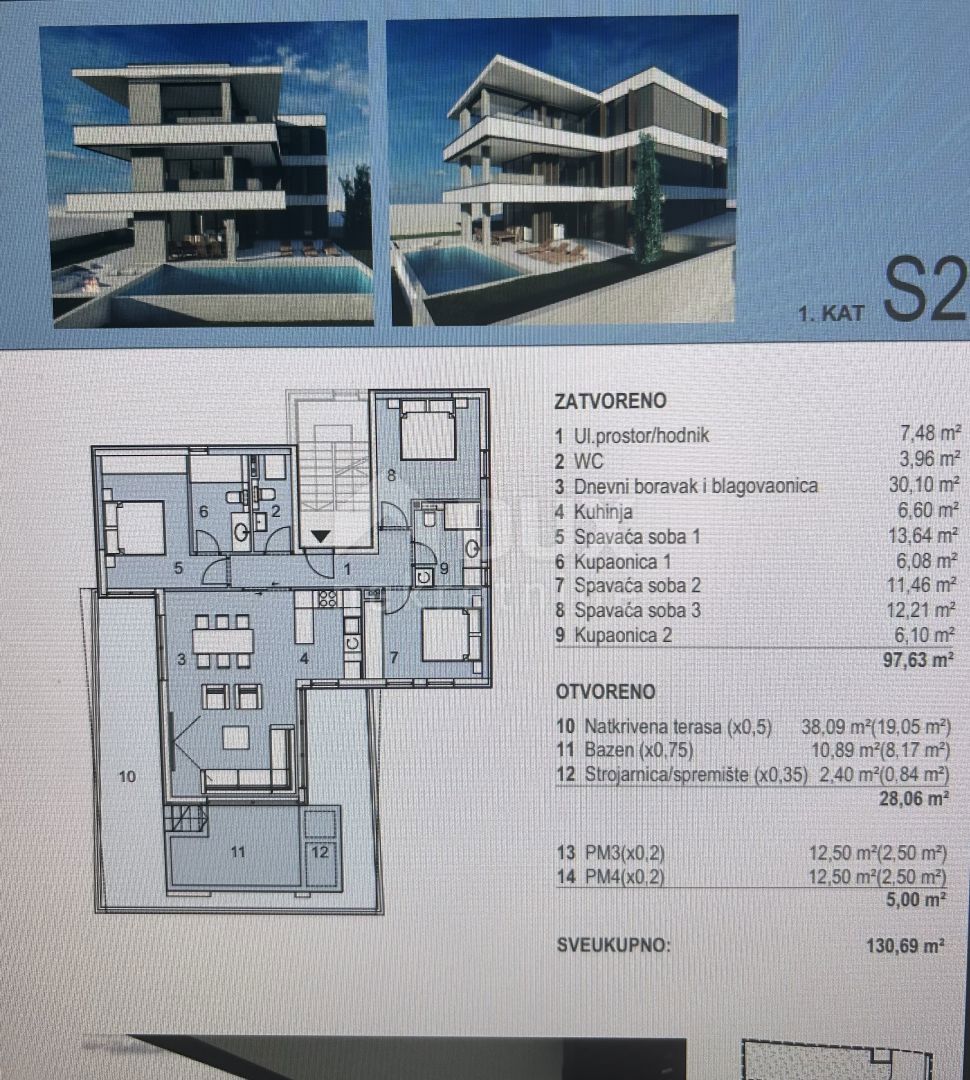 PAG, NOVALJA - Lussuoso appartamento con piscina, S2, Z2