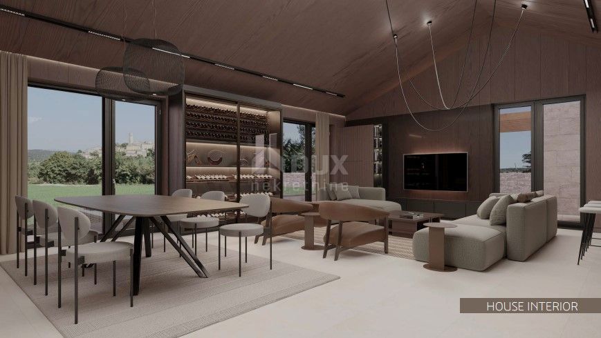 ISTRIA, OPRTALJ - terreno edificabile ideale con progetto e permesso di costruzione per una villa mediterranea con piscina nel cuore dell'Istria