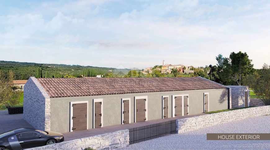 ISTRIA, OPRTALJ - terreno edificabile ideale con progetto e permesso di costruzione per una villa mediterranea con piscina nel cuore dell'Istria