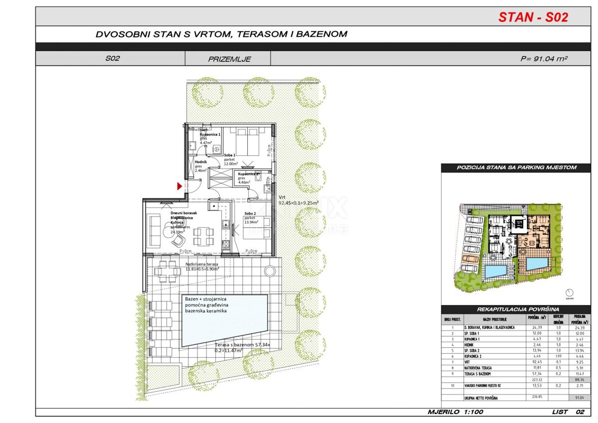 ZADAR, SUKOŠAN - Lussuoso appartamento con piscina in costruzione, 1a fila al mare CS02