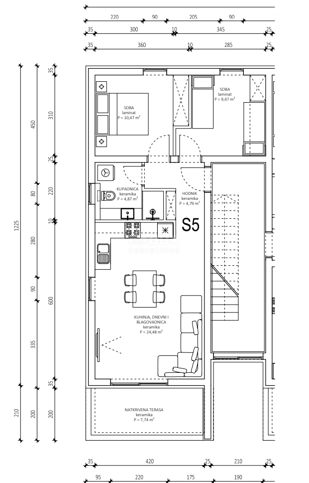 Appartamento Maslenica, Jasenice, 79,33m2