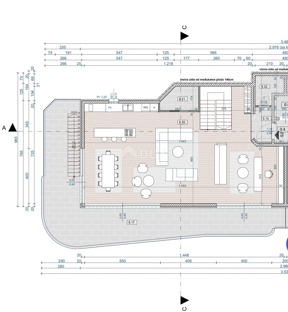 OPATIJA, CENTRO - attico su due piani 543m2 con vista panoramica sul mare e terrazza sul tetto S2