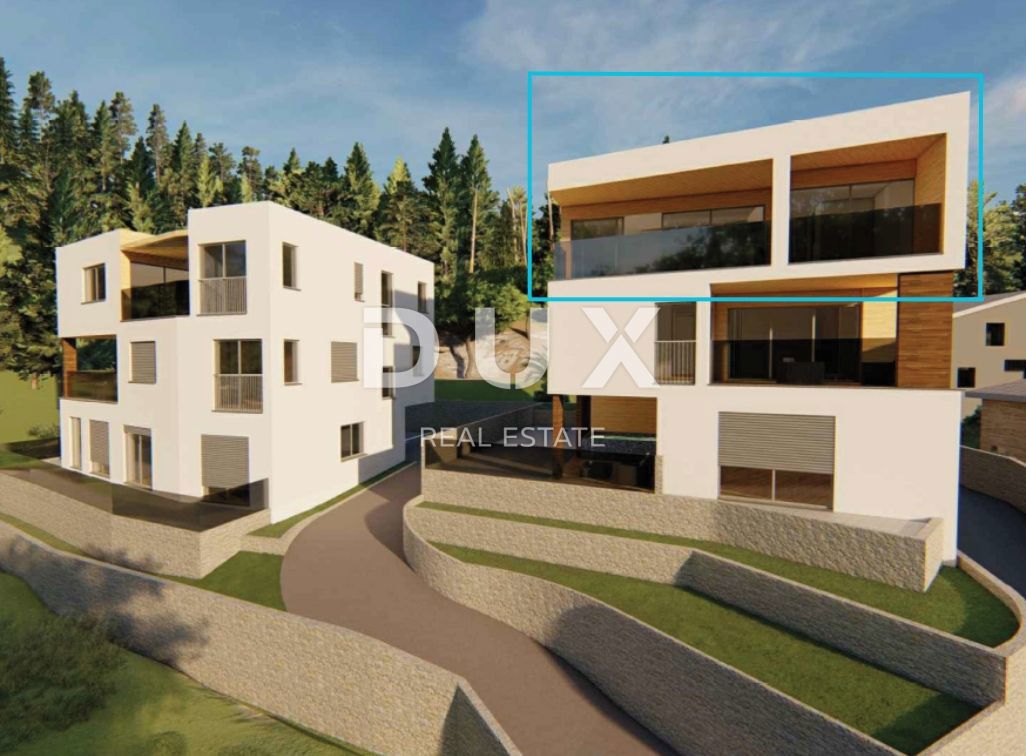 OPATIJA, POBRI - attico in una nuova costruzione finita a 4 minuti da Opatija con vista panoramica sul mare