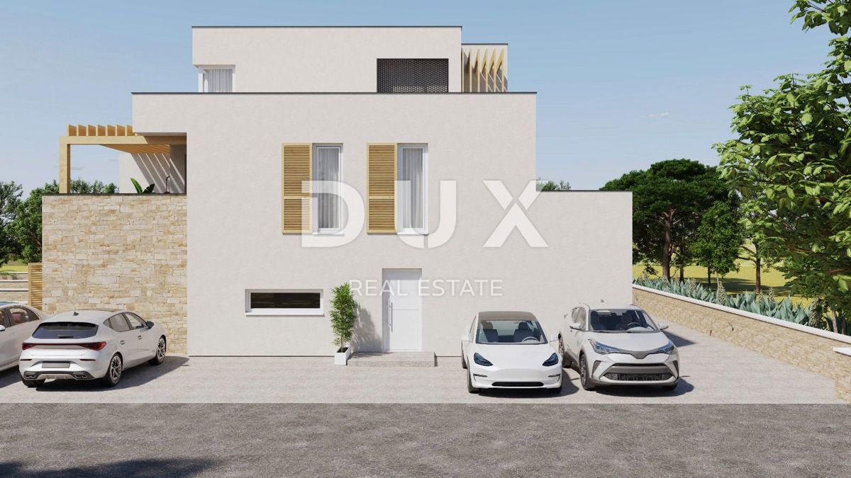 ZADAR, PRIVLAKA - Nuova costruzione con terrazza sul tetto e vista mare a 110 metri dalla spiaggia! C