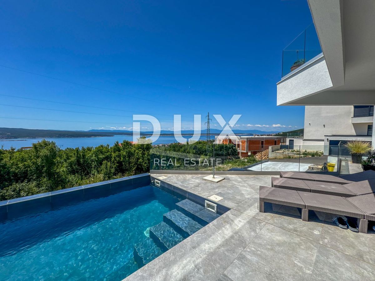 CRIKVENICA, QUARNERO - Villa moderna con piscina e vista panoramica sul mare (casa + appartamento)