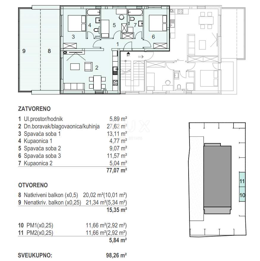 ISOLA DI PAG, MANDRE - Moderno edificio nuovo con vista mare a 80 metri dalla spiaggia! S8