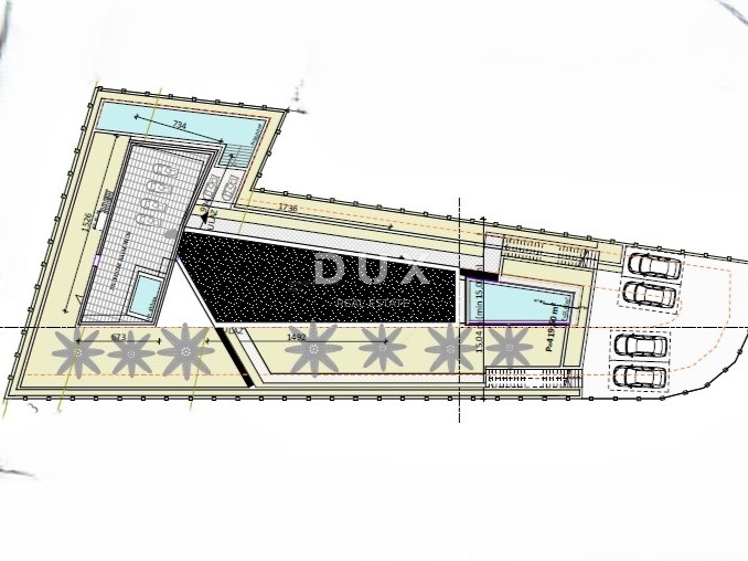 RIJEKA, KOSTRENA - terreno con progetto, seconda fila al mare, per ville bifamiliari con piscina