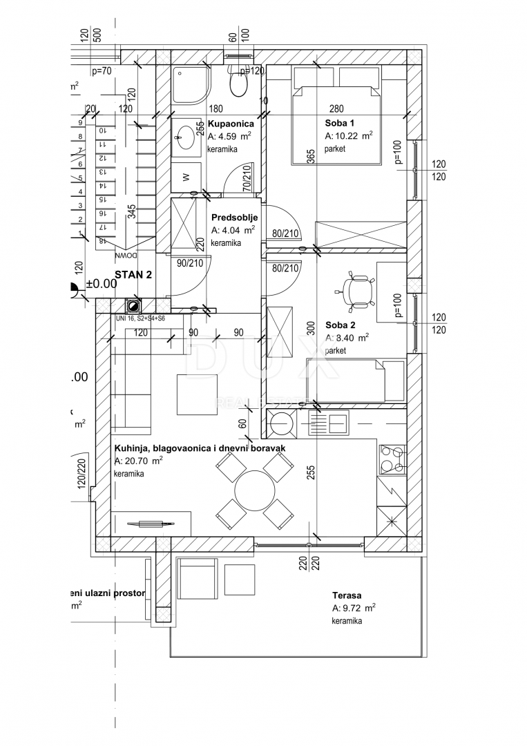 RIJEKA, VIŠKOVO - appartamento 2. (57 m2) IN NUOVA COSTRUZIONE 2 CAMERE DA LETTO + SOGGIORNO, EDIFICIO URBANO VIŠKOVO! OPPORTUNITÀ!