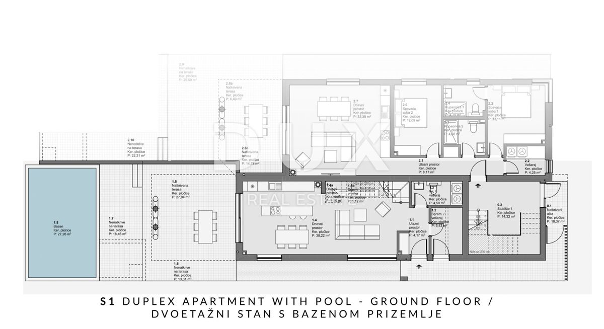 SEBENICO, VODICE - Esclusivo duplex con giardino e piscina, una combinazione perfetta di pace, design e stile di vita mediterraneo
