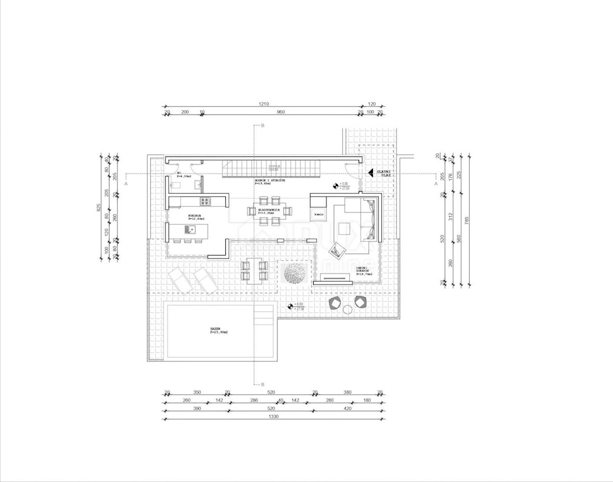 ISOLA DI PAG, JAKIŠNICA -Villa moderna con piscina in costruzione